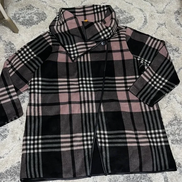 Jackets Coats Ellen Reyes Plus Size Cowl Neck Fleece Plaid